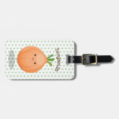 Niedliche Zwiebelgrün-Cartoon-Abbildung Gepäckanhänger (Vorderseite horizontal)