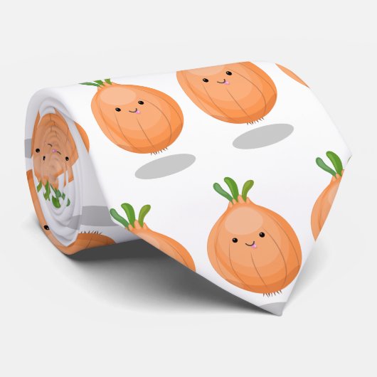 Niedliche Zwiebelgrün-Cartoon-Abbildung Krawatte (Gerollt)