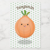 Niedliche Zwiebelgrün-Cartoon-Abbildung Lebensmitteletikett (Einzelnes Label)