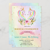 Niedliche Zwillinge vereinigen Party Einladung (Vorne/Hinten)