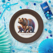 Niedliche Zwillingsbären-Babydusche Pappteller (Party)