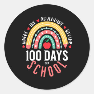 Niedlichen 100 Tage Schulregenbogen 100. Schultag Runder Aufkleber