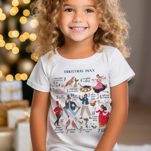Niedlichen 12 Tage Weihnachts-Klassik-Kindermädche T-Shirt