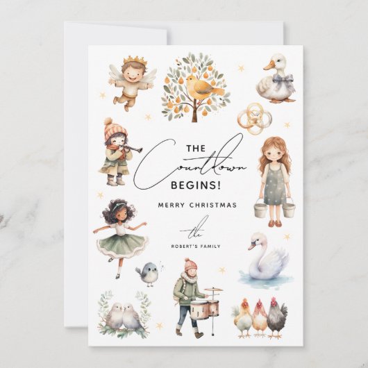 Niedlichen 12 Weihnachtstage Feiertagskarte (Vorderseite)