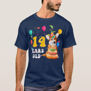 Niedlichen 14 Jahre alter Corgi Hund über 14. Gebu T-Shirt