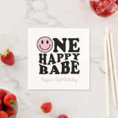 Niedlichen 1 glücklich Babe Retro Happy Face 1. Ge Serviette (Beispiel)