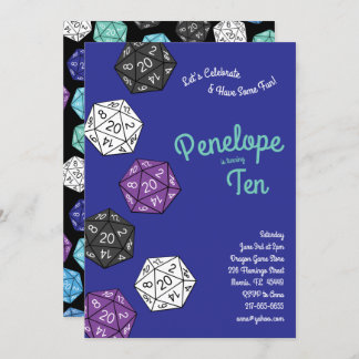 Niedlichen 20 Sided Dice DND Games Kindergeburtsta Einladung