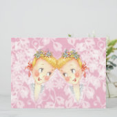 Niedlichen 2 Brides Rosa Gay Hochzeit Einladung (Stehend Vorderseite)