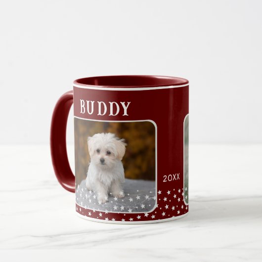 Niedlichen 2 Hunde Foto mit Namen des Sternmusters Tasse (Vorderseite Links)