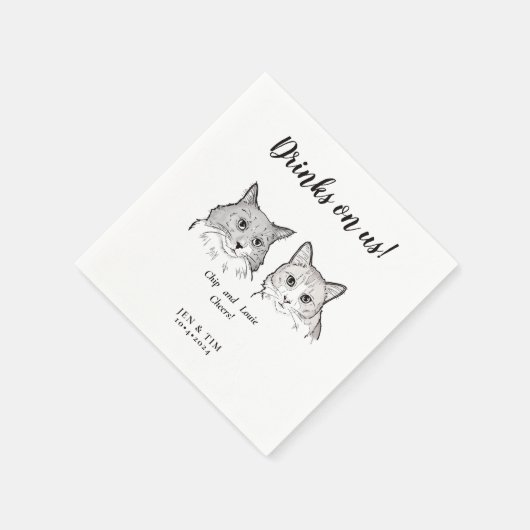 Niedlichen 2 Katzen fühlen sich wie ein Pet Cheers Serviette (Ecke)