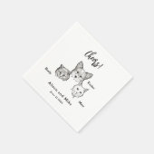 Niedlichen 2 Katzen Hundekuchen Hochzeit Serviette (Ecke)