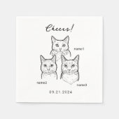 Niedlichen 3 Cats Cheefelder Hochzeitcocktail Serviette (Vorderseite)