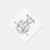 Niedlichen 3 Hunde Katze Faces Sketch machen wir z Serviette (Ecke)