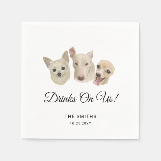 Niedlichen 3 Hunde Kunstwerk Hochzeit Serviette (Vorderseite)