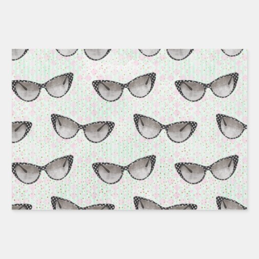 Niedlichen 50er Jahre, Retro-Muster Geschenkpapier Set (Vorderseite 3)