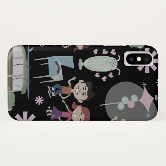 Niedlichen 50er-Kinder retro-Illustrationsmuster Case-Mate iPhone Hülle (Rückseite (Horizontal))
