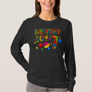 Niedlichen 7. Geburtstag 7 Jahre alt Blockjungen i T-Shirt