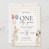 Niedlichen Alberne Gänse Geburtstag Einladung (Vorderseite)