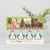 Niedlichen drei Bilder Pinguine Urlaubskarte Feiertagskarte (Stehend Vorderseite)