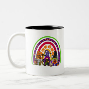 Niedlichen drei Regenbogen Gnomes Happy Halloween Zweifarbige Tasse