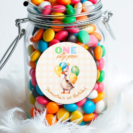 Niedlichen Eine Alberne Goose Wasserfarbe 1. Gebur Runder Aufkleber