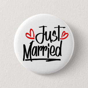 Niedlichen gerade verheiratet Hochzeit neu verheir Button