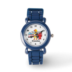 niedlichen Jungen Fireman Name Armbanduhr