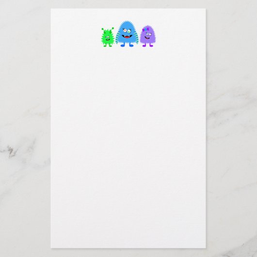 Niedlichen kleine Monster Briefpapier (Vorderseite)