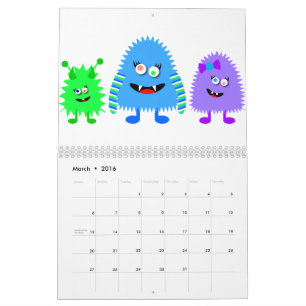 Niedlichen kleine Monster Kalender