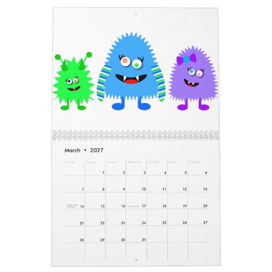 Niedlichen kleine Monster Kalender (Mär 2027)