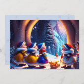 Niedlichen kleine Zwerge erwarten Heiligabend Feiertagskarte (Vorne/Hinten)