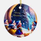 Niedlichen kleine Zwerge erwarten Heiligabend Keramik Ornament (Vorne)