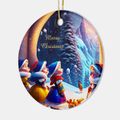 Niedlichen kleine Zwerge erwarten Heiligabend Keramik Ornament (Links)