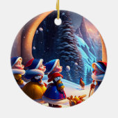 Niedlichen kleine Zwerge erwarten Heiligabend Keramik Ornament (Hinten)