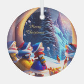 Niedlichen kleine Zwerge erwarten Heiligabend Ornament Aus Glas (Vorderseite)