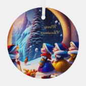 Niedlichen kleine Zwerge erwarten Heiligabend Ornament Aus Glas (Rückseite)