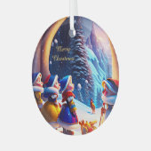 Niedlichen kleine Zwerge erwarten Heiligabend Ornament Aus Glas (Vorderseite links)