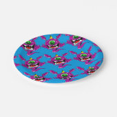 Niedlichen Lila Menschen essen Monster Pappteller (Schrägansicht)