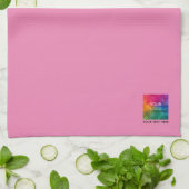 Niedlichen Pink für Ihr Firmenlogo hinzufügen Geschirrtuch (Gefaltet)
