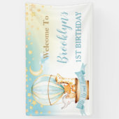 niedlichen Tiere Hot Air Ballon Geburtstag Hinterg Banner (Vertikal)