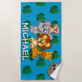 Niedlichen Tiere Safari Cartoon Jungle Strandtuch (Vorderseite)