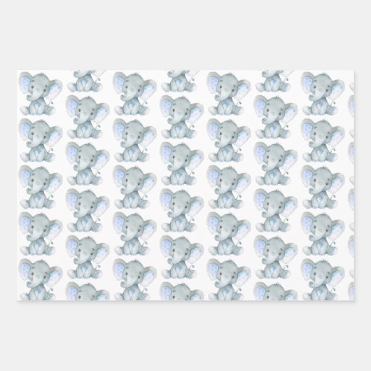 Niedlichen Tiere Safari Dschungel Elefant Giraffe  Geschenkpapier Set (Vorderseite)