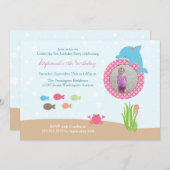 Niedlichen unter Meermädchen Geburtstagsfeier Einladung (Vorne/Hinten)