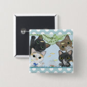 Niedlichen vier Medaka-Katzen Button (Vorne & Hinten)