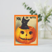 Niedlichen Vintage Halloween-Party Einladungen (Stehend Vorderseite)