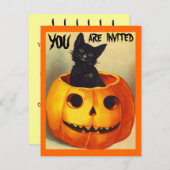 Niedlichen Vintage Halloween-Party Einladungen (Vorne/Hinten)