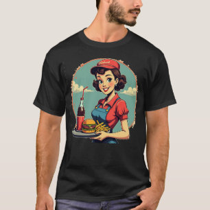 Niedlichen Vintagen 1950er-Jahre Carhop Retro für  T-Shirt