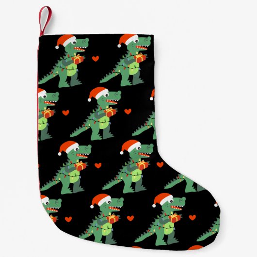 Niedlichen Xmas T-Rex Dino Weihnachten Strumpf Kleiner Weihnachtsstrumpf (Vorderseite)