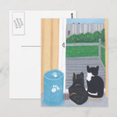 Niedlichen zwei Cats Bird Watching Postkarten (Vorne/Hinten)