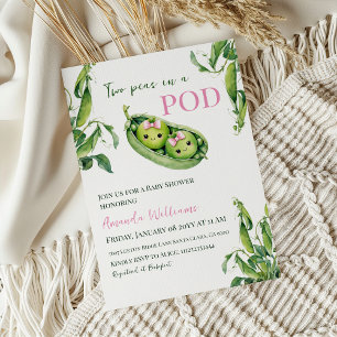 Niedlichen zwei Erbsen in einem Pod Pink Girl Twin Einladung